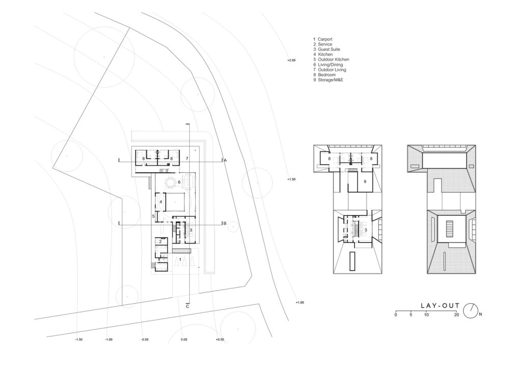 a forma segue o existente 20 casas moldadas para preservar as arvores locais 23