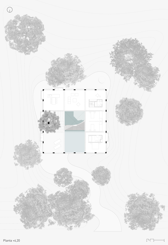 a forma segue o existente 20 casas moldadas para preservar as arvores locais 28