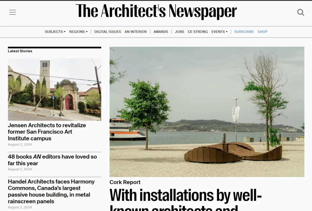 ۲۰ وبسایت برتر معماری برای الهامگیری 14 **سازه معماری چوبپنبهای در کنار ساحل**(Translation: Architectural cork installation by the waterfront)