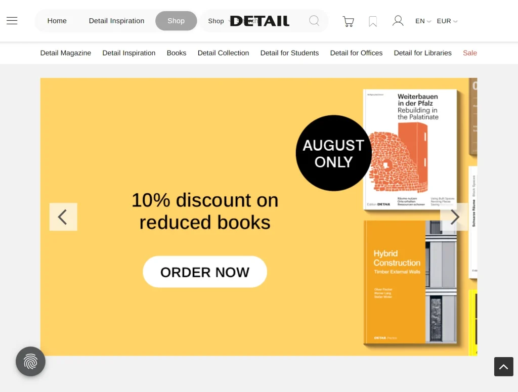 ۲۰ وبسایت برتر معماری برای الهامگیری 15 تخفیف ویژه ۱۰ درصدی کتاب در وبسایت DETAIL برای ماه آگوست.