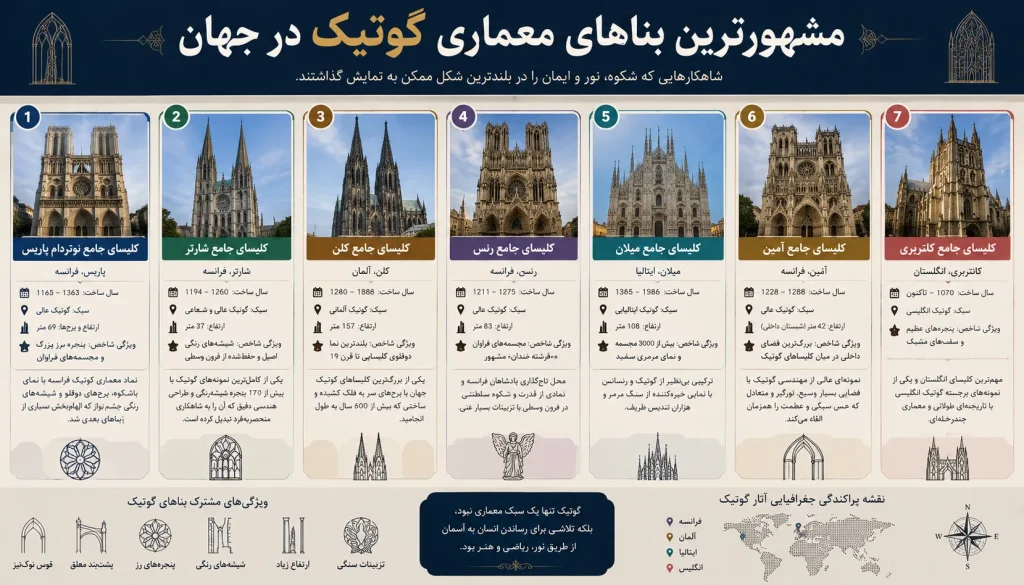 معماری گوتیک؛ تاریخچه، ویژگیها، عناصر سازهای و مشهورترین بناهای جهان 6 مشهورترین بناهای معماری گوتیک در جهان